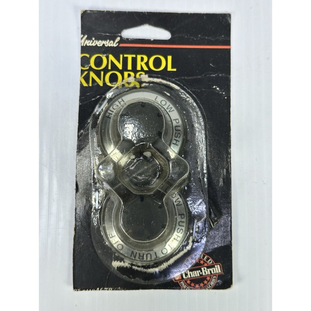 1990s CHAR-BROIL GAS GRILL UNIVERSAL KNOB SET TWO (2) CONTROL KNOBS GENUINE NOS